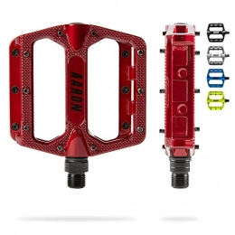 AARON Repuesta AARON Rock - Pedales de MTB con rodamientos sellados de Calidad - Superficie Antideslizante con Pins Intercambiables - Rojo