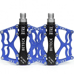 BETECK Pedales Bicicleta Aleación de Aluminio Plataforma Plana 9/16'' Teniendo para Cycling Ciclismo MTB BMX Montaña (Azul)