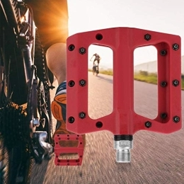 DAUERHAFT Pedales de bicicleta de montaña DAUERHAFT Diseño de ampliación de plástico de Nailon Pedal de rodamiento de Bicicleta de 1 par, para Bicicleta de Carretera de montaña MTB BMX(Red)