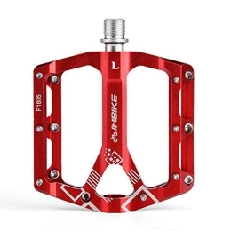 INBIKE Repuesta INBIKE Pedales Bicicleta Montaña de Aleación de Aluminio CNC Gran Superficie de Contacto Antideslizantes con Rodamientos Sellados para Pedales MTB Rojo