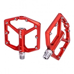Milageto Pedales de bicicleta de montaña Milageto Bicycle Mountain Bike Flat Pedals Cycling Aluminum Alloy Sealed Bearing 9 / 16" Lightweight Nop-Slip Pedal Red