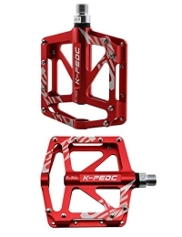WANYD Repuesta Pedales Bicicleta de Montaña CNC de Aleación de Aluminio Ultraligero, Bicicleta de Carretera Diseño de Pernos de Aluminio Pedal de Cara Ancha-Rojo