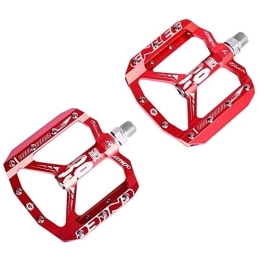 AOROM Repuesta Pedales Pedales de Bicicleta Pedal Fuera de Carretera de rodamiento de Bicicleta de montaña CNC Aleación de Aluminio Aldeado de Rappel de Pedal de Alta Intensidad Pedales Bicicleta (Color : Red)