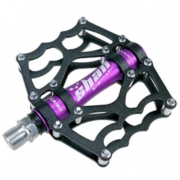 Pedales Plataforma Bicicleta, Pedal MTB Antideslizante de 9/16 Pulgadas de Bicicletas Plataforma Plana Pedales for Carretera de montaña BMX MTB (Color : Black+Purple)
