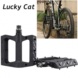 Lucky Cat Pedales de bicicleta de montaña Widen Rodamientos Antideslizantes Pedales De Bicicleta De Nylon Pedales De Bicicleta De Montaña Negros Pedales De Ciclismo De Fibra De Nylon De Carretera MTB Piezas De Bicicleta BMX Negro