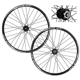 QHY Ruedas de bicicleta de montaña Ciclismo Ruedas MTB Juego Ruedas Bicicleta para Bicicleta Montaña Llanta Aleación Doble Pared Freno Disco 8-11 Velocidad Centro Tarjetas Rodamiento Sellado QR 32H (Color : Black, Size : 26 Inch)