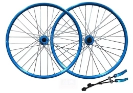 OMDHATU Ruedas de bicicleta de montaña Juego de Ruedas de 26 Pulgadas para Bicicleta de montaña Llanta de aleación de Aluminio de Doble Capa bujes rodamientos sellados Freno de Disco QR para 7-8-9-10 velocidades Cassette (Color : Blue)