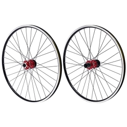 lousriyy Repuesta Juego de ruedas de 27, 5 pulgadas para bicicleta de montaña, aleación de aluminio, rueda trasera, disco delantero, ruedas coloridas, par de llantas de montaña con frenos de disco de 6 agujeros (rojo)