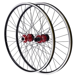 Juego de ruedas de bicicleta de montaña de 27,5 pulgadas, llantas de aleación de aluminio, freno de disco MTB, frenos de disco dobles de seis agujeros, diseño desmontable (rojo)