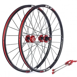 SHBH Ruedas de bicicleta de montaña Juego de Ruedas de Freno de Disco de Bicicleta de montaña 24" MTB Rim 24H Carbon Hub Ruedas de liberación rápida para 7 / 8 / 9 / 10 / 11 Speed Cassette Flywheel 1770g (Color : Red, Size : 24'')