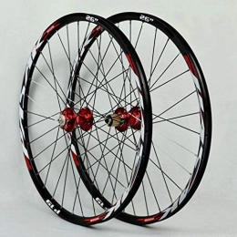 Xiami Ruedas de bicicleta de montaña Juego de ruedas de MTB 26 / 27, 5 / 29 pulgadas de aleación de aluminio del freno de disco del borde 32H rápida liberación de caja de rueda libre Novatec Rojo + Rojo Lable (rueda de la rueda delantera