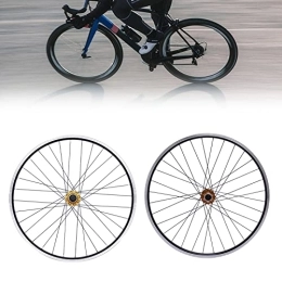 KOLHGNSE Repuesta Juego de ruedas para bicicleta de montaña de 27, 5 pulgadas, llanta de aluminio, freno de disco MTB, de liberación rápida, ruedas delanteras y traseras, ruedas para cassete, juego de ruedas (dorado)