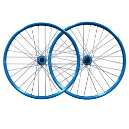 HYLK Ruedas de bicicleta de montaña Juego de ruedaspara bicicleta de 26pulgadas, rueda delantera + trasera, bicicleta MTB, llanta de aleación de doblepared, freno de disco, liberación rápida, 32 orificiospara velocidades de 7-8-9 (azul)
