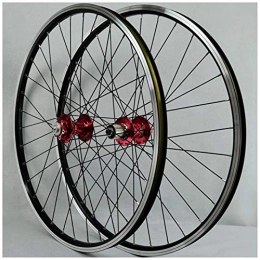 JIE KE Ruedas de bicicleta de montaña Llanta de bicicleta MTB rueda de bicicleta de 26 pulgadas conjuntos de rueda de bicicleta de doble pared aleación de la aleación de la rueda de cassette de ejes de liberación rápid ( Color : RED HUB )