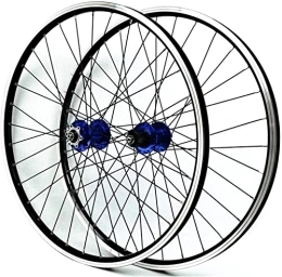 SJHFG Repuesta Wheelset 26 / 27.5 / 29"Ruedas de Bicicleta, Pared Doble MTB Rim Mountain Ciclismo Reloje Quick Disco / V Freno de 32 Agujero Disco 7 8 9 10 11Speed Road Wheel (Color : Blue Hub, Size : 26inch)