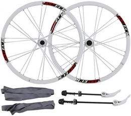 YSHUAI Ruedas de bicicleta de montaña YSHUAI Juego de ruedas de bicicleta de 26 pulgadas, rueda de bicicleta MTB de doble pared, llanta de aleación QR, freno de disco delantero y trasero, color blanco