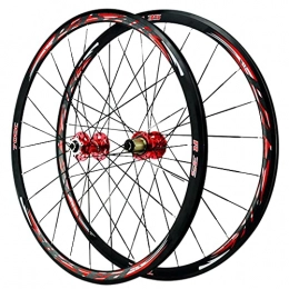 ZCXBHD Ruedas de bicicleta de montaña ZCXBHD 700C Bike Bike Wheelset Disc Freno Rueda de Bicicleta (Frente + Trasero) Aleación de Aluminio de Doble Pared MTB Rim Lanzamiento rápido 7 8 9 10 11 Velocidad (Color : Red, Size : 700C)