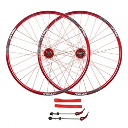 ZNND Ruedas de bicicleta de montaña ZNND 26 Pulgadas Ciclismo Wheels, Pared Doble Freno de Disco Aleación Aluminio 7 / 8 / 9 / 10 Velocidad Ruedas de Bicicleta Montaña Soporta Neumáticos 26 * 1.35-2.35 (Color : Red)