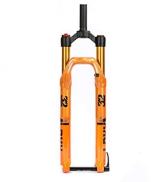 TongT18 Tenedores de bicicleta de montaña Horquilla de suspensión de Bicicleta de montaña de 27.5 / 29 Pulgadas, Amortiguación Ajustable Frenos de Disco Aluminio Bicicleta Suspensión Control de Hombros Horquilla Orange, 29lnch