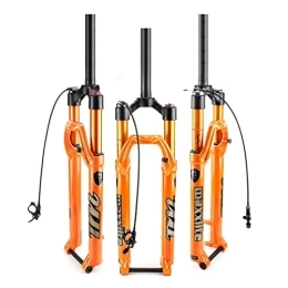 MabsSi Tenedores de bicicleta de montaña Horquilla ultraligera para bicicleta de montaña de 26 pulgadas, 27.5 pulgadas, 29 pulgadas, 28.6 mm, tubo recto para bicicleta, bloqueo manual / remoto a través del eje 15 x 100 mm, naranja (tamaño: