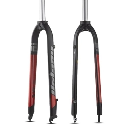 LHHL Tenedores de bicicleta de montaña LHHL 26 / 27.5 / 29 "Pulgadas Bicicleta De Montaña Horquilla Delantera QR 9 * 100mm Freno Disco Horquilla Rígida Tubo Recto De 1-1 / 8 Horquillas De Aleación De Aluminio (Color : Black+Red, Size : 26")