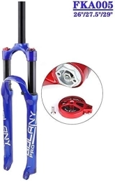SJMFGF Tenedores de bicicleta de montaña SJMFGF - Tenedor de suspensión para bicicleta de montaña, disco ligero, tipo V, aleación de gas, tenedores delanteros ligeros para bicicletas de carretera (color: azul, tamaño: 27, 5 pulgadas)