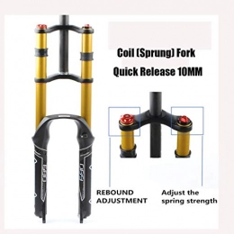 1-1 Aluminium Mountain Bicycle Suspension Bike Front Fork,DH FR AM Double Crown Fork,MTB Downhill Spring Pressure System,Coil (Sprung) Fork Quick Release/Thru Axle,A-29in