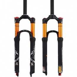 Auoiuoy Mountain Bike Fork 26 / 27.5 / 29 Air Rebound Adjust MTB Suspension Forks, Straight Tube 28.6mm QR 9mm Travel 115mm Crown Lockout Mountain Bike Forks, Gas Shock Absorber XC / AM / FR Bicycle, Gold-26inch