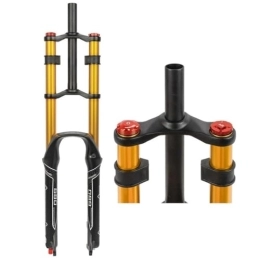 RUJIXU Mountain Bike Fork 26 27.5 29 Inch Mountain Bike Suspension Forks MTB Air Fork 130mm Travel Double Shoulder Manual Lockout Rebound Adjustment 28.6mm Straight Front Fork Magnesium Aluminum Alloy XC AM ( Color : Gold , Si
