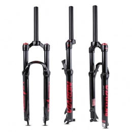 AIFCX Mountain Bike Fork 26 27.5 29 Inch Suspension Fork, Bike Air Forks, Cycling Straight Tube Shoulder Control MTB Shock Absorber Unisex's Travel 100mm Air Fork Red-26IN