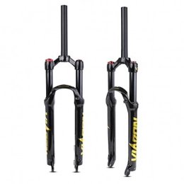 AIFCX Mountain Bike Fork 26 27.5 29 Inch Suspension Fork, Bike Air Forks, Cycling Straight Tube Shoulder Control MTB Shock Absorber Unisex's Travel 100mm Air Fork Yellow-29IN