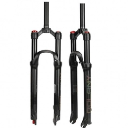 Auoiuoy Mountain Bike Fork 26 / 27.5 / 29 Inch Suspension Forks, Air Shock Absorber Disc Brake MTB 1-1 / 8" Bicycle Cycling Fork, Black straight tube (shoulder control)-26 inch