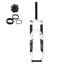 Boxkat Mountain Bike Fork 26 / 27.5 / 29inch Bicycle Air Suspension Fork, Straight Tube Shoulder Control Mountain Fork Magnesium Alloy 1-1 / 8" Black (Color : White, Size : 27.5 inch)