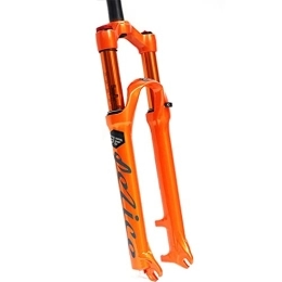 SHKJ Spares 26 / 27.5 Inch Mountain Bike Suspension Fork Double Air Chamber Travel 100mm Damping Adjustable 1-1 / 8" Straight Tube Front Fork QR 9mm Disc Brake (Color : Orange, Size : 26inch)