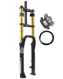 FukkeR Spares 26 Inch MTB Bicycle Air Front Fork 1-1 / 8'' Snow Fat Mountain Bike Suspension Forks Straight / Tapered Tube Travel 150mm QR 9 * 135mm Rebound Adjustment (Color : Gold, Size : 26inch)