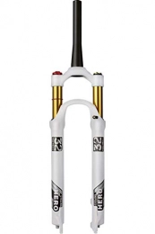 QHY Mountain Bike Fork 26″MTB Bike Fork 27.5" Air Shock AM Bicycle Suspension Fork 29" Manual Lockout / Remote Lockout Cone Tube 1-1 / 2" QR 9mm White (Color : White-HL, Size : 26inch)