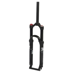 Tbest Mountain Bike Fork 26in Mountain Bike Front Forks, Air Suspension Fork Bicycle Shock Absorber Front Fork Dual Air Chamber Damping Manual Lockout Straight Steerer Black