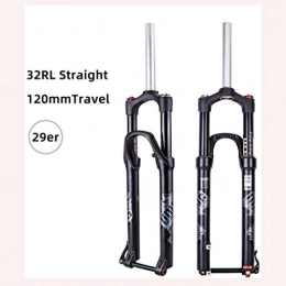 AIFCX Mountain Bike Fork AIFCX 29in Suspension Air Fork, Mountain Bike Front Fork, Straight Tube Double Shoulder Control, Aluminum Alloy, Damping Adjustment, Travel 120mm, for Bicycle MTB, Black-29in