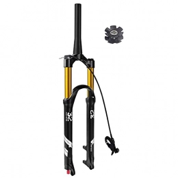aiNPCde Mountain Bike Fork aiNPCde 26 / 27.5 / 29 Inch Air MTB Front Fork 140mm Travel, 1-1 / 8" Straight / Tapered Mountain Bike Fork Rebound Adjust Disc Brake QR 9mm (Color : Tapered Remote Lockout, Size : 27.5 inch)