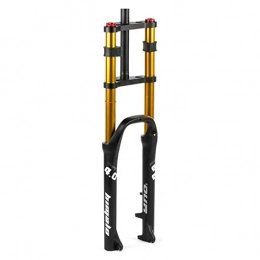 aiNPCde Mountain Bike Fork aiNPCde 26 In MTB E-Bike Front Fork, MTB Electric Bicycle Suspension Fork, Disc Brake Air Shock Absorber 1-1 / 8 Steerer 170mm Travel QR For 4.0" Fat Tire ATB / BMX (Color : Gold)