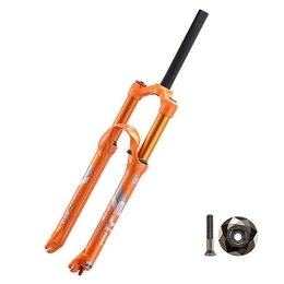 aiNPCde Mountain Bike Fork aiNPCde Mountain Bicycle Suspension Fork Magnesium Alloy 26 / 27.5 Inch MTB Front Forks Double Air Chamber with Top Cap (Color : Orange, Size : 27.5 inches)