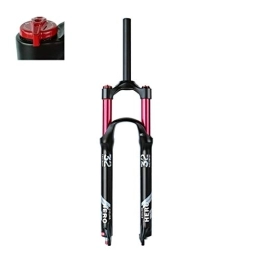 aiNPCde Mountain Bike Fork aiNPCde MTB Air Fork Suspension 26 / 27.5 / 29 Inches, Mountain Bike Front Fork 9mm QR With Rebound Adjustment Manual Lock / Remote Lock Red Tube (Color : Manual lock, Size : 26)