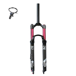 aiNPCde Mountain Bike Fork aiNPCde MTB Air Fork Suspension 26 / 27.5 / 29 Inches, Mountain Bike Front Fork 9mm QR With Rebound Adjustment Manual Lock / Remote Lock Red Tube (Color : Remote Lockout, Size : 29)