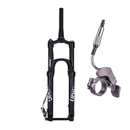 aiNPCde Mountain Bike Fork aiNPCde MTB Bike Suspension Fork 26" 27.5", Magnesium Alloy Remote Lockout Air Front Forks Bicycle Accessories Travel: 140mm - Black (Size : 27.5 inch)