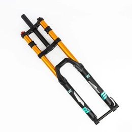 Air Bike Mountain Bike Fork Air Bike 26 Inch Air Fork Mountain Bike Suspension Fork, 170mm Travel & Rebound 1 1 / 8 inch Threadless Tapered Steerer, Disc Brake Compatible, Mechanical Lockout System, Black and Gold