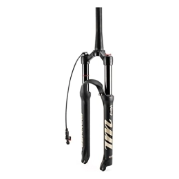 Boxkat Mountain Bike Fork Air Fork 26" Mountain Bike 1-1 / 8" Straight Tapered Steerer, 29inch Bicycle Suspension Fork Travel 120mm QR 9mm Black (Color : Tapered Remote Lockout, Size : 26)