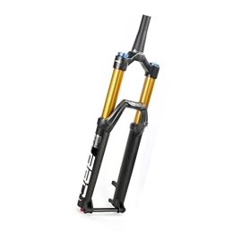 Dunki Spares Air Suspension Fork 27.5 / 29inch Mountain Bike Front Forks Travel 140mm Thru-axle 110x15mm Boost 1-1 / 2" Tapered Manual Lockout Rebound Damping For XC AM FR Bicycle (Black+gold 27.5")