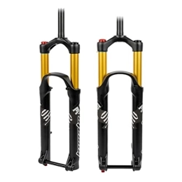 Asiacreate Mountain Bike Fork Asiacreate 27.5 / 29er Straight / Tapered Tube Bike Air Suspension Fork Thru Axle 9mm Rebound Adjust Manual Lockout MTB Bicycle Forks 110mm Travel XC / AM / DH Front Fork (Color : Gold, Size : 1-1 / 8 29'')