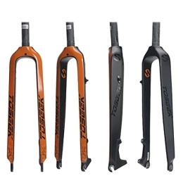 Asiacreate Spares Asiacreate Mountain Bike Full Carbon Fork 26 / 27.5 / 29 In 1-1 / 8'' 3k Threadless Straight Tube MTB Rigid Forks Disc Brake QR 9mm Lightweight Front Fork (Color : Orange, Size : 29'')