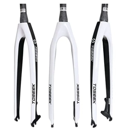 Asiacreate Spares Asiacreate MTB Rigid Fork 26 / 27.5 / 29 Er 1-1 / 2" Full Carbon Fiber Fork QR 9mm Tapered Tube Disc Brake Bicycle Front Fork (Color : White, Size : 27.5in)